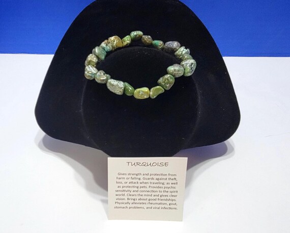 Vintage Natural Turquoise Beaded Bracelet for Protection