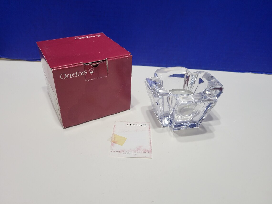 Vintage Orrefors Crystal Candle Holder With Tea Light in Etsy