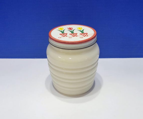 Vintage Fire King Beehive Tulip Glass Grease Jar