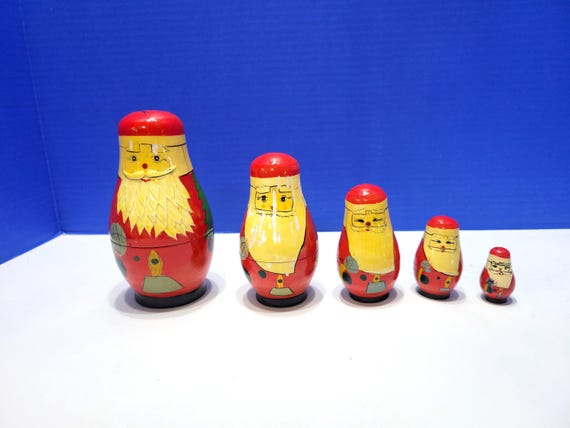 Vintage Santa Claus Nesting Dolls Set