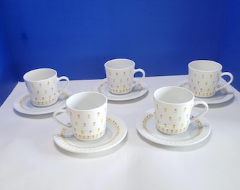 Vintage April Tulip Centura Corning Tea Cups and Saucers Lot of 5