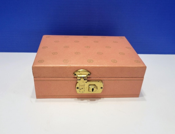 Vintage Pink Mele Small Jewelry Box Velvet Lined