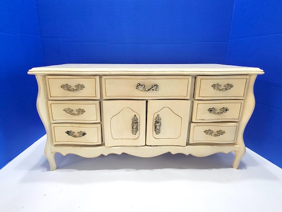 Vintage French Provincial White Wood Jewelry Music Box