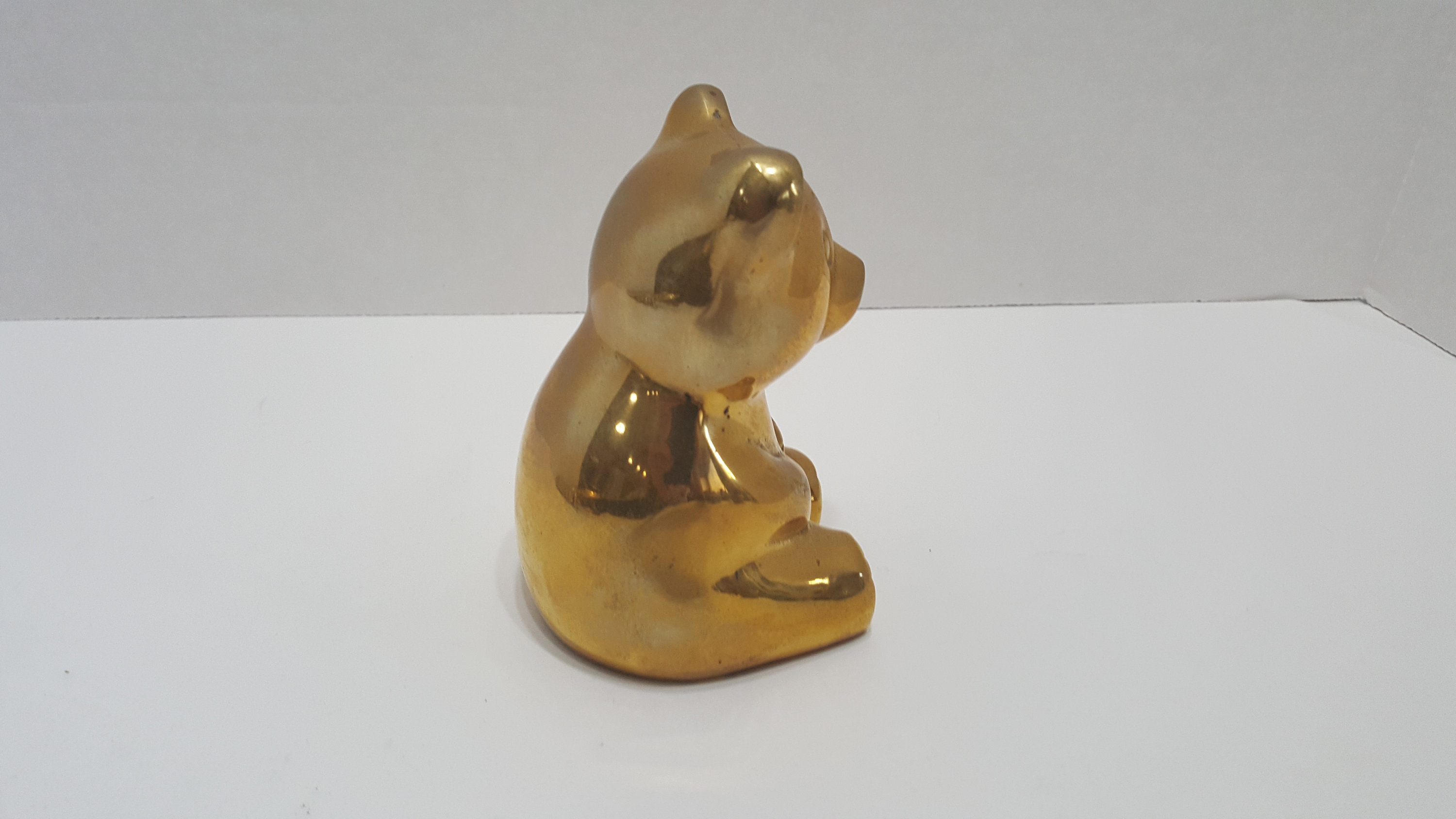 Vintage Brass Teddy Bear Figurine Made in Korea