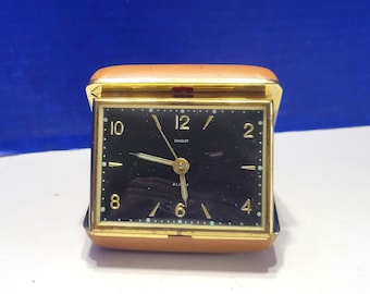 Vintage Bradley Travel Alarm Clock in Foldable Case Works