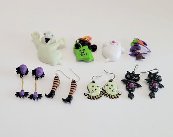 Large Lot Vintage Halloween Jewelry Pins and Earrings