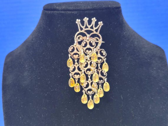 Vintage Sterling Traditional Norwegian Solje Brooch with Crown