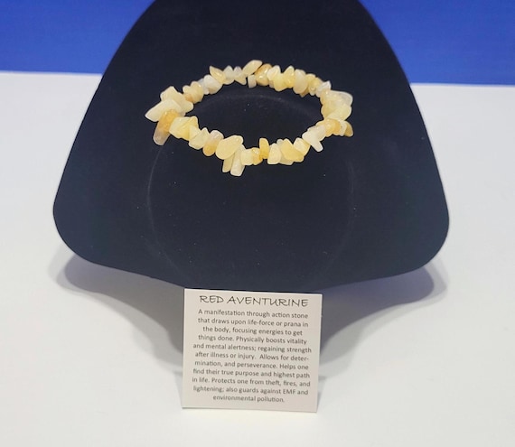 Vintage Natural Red Aventurine Chip Bracelet to Boost Energy