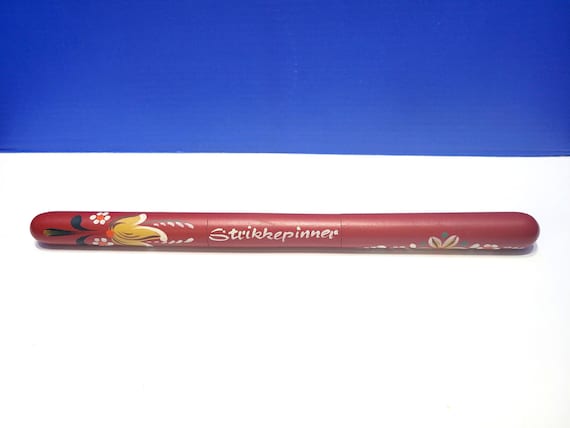 Vintage Strikepinner Knitting Needle Case Norwegian Rosemaling
