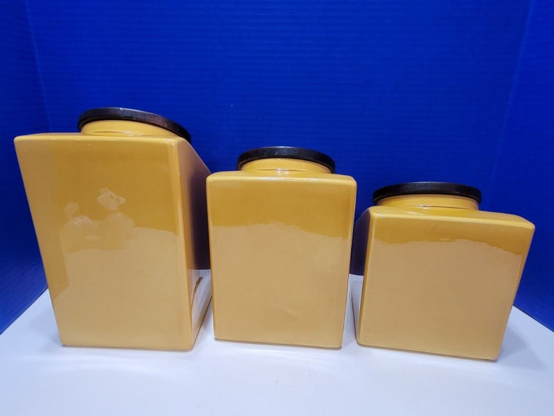 Vintage Myalyn Canisters Mustard Yellow Set of 3 Etsy