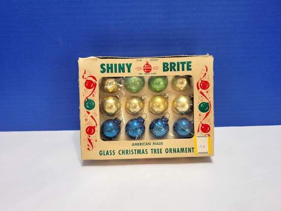 Vintage Shiny Brite Miniature Mercury Glass Christmas Bulbs in Box