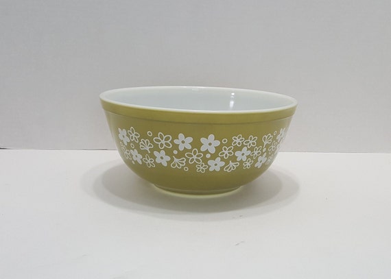 Vintage Pyrex Mixing Bowl Spring Blossom Green Floral 403 2.5 | Etsy