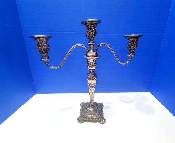 Antique Rogers Silverplate 3 Arm Convertible Candlestick Holder
