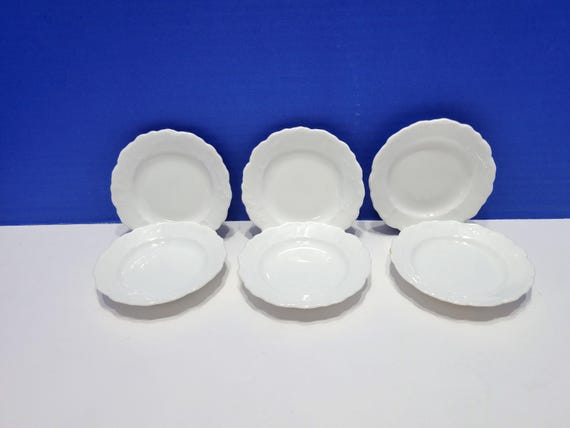 Antique O&E.G. Royal Austria White Porcelain Demitasse Mini Saucers Set of 6