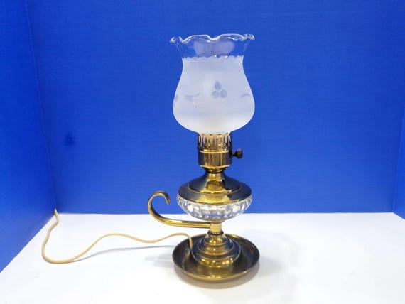 Vintage Brass Electric Chamberstick Oil Lamp Style Table Lamp