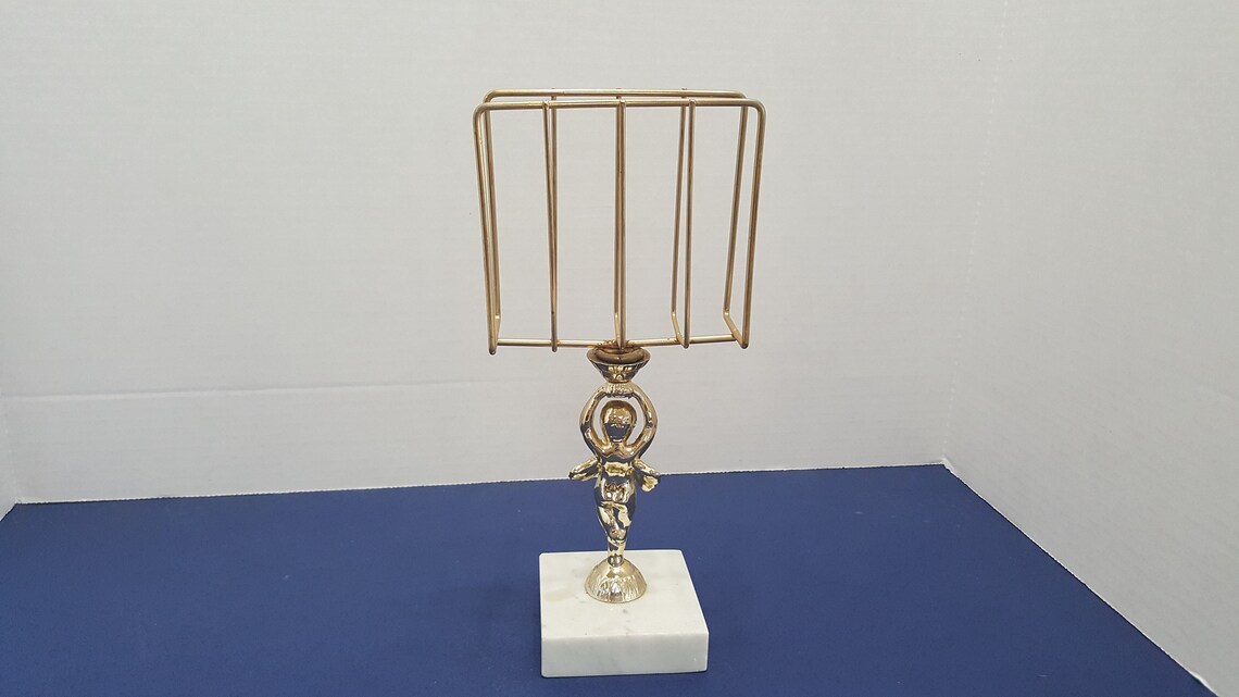 Vintage Gold Brass Cherub Towel Holder with Marble Base Etsy