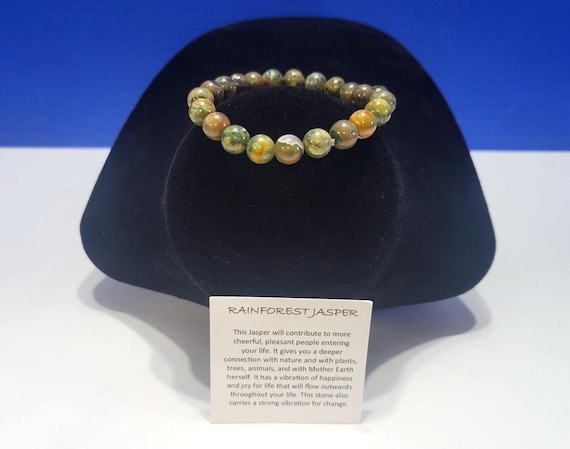 Vintage Natural Rainforest Jasper Beaded Bracelet for Joy