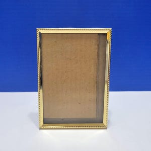 Vintage Small Brass Picture Frame with Glass Front