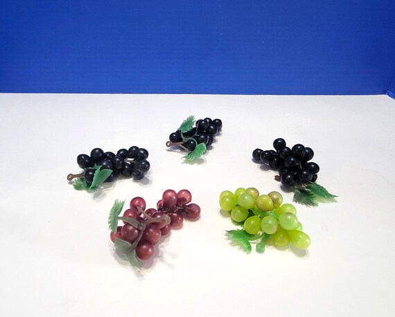 Vintage Rubber Grapes Miniature Bunches Set of 5
