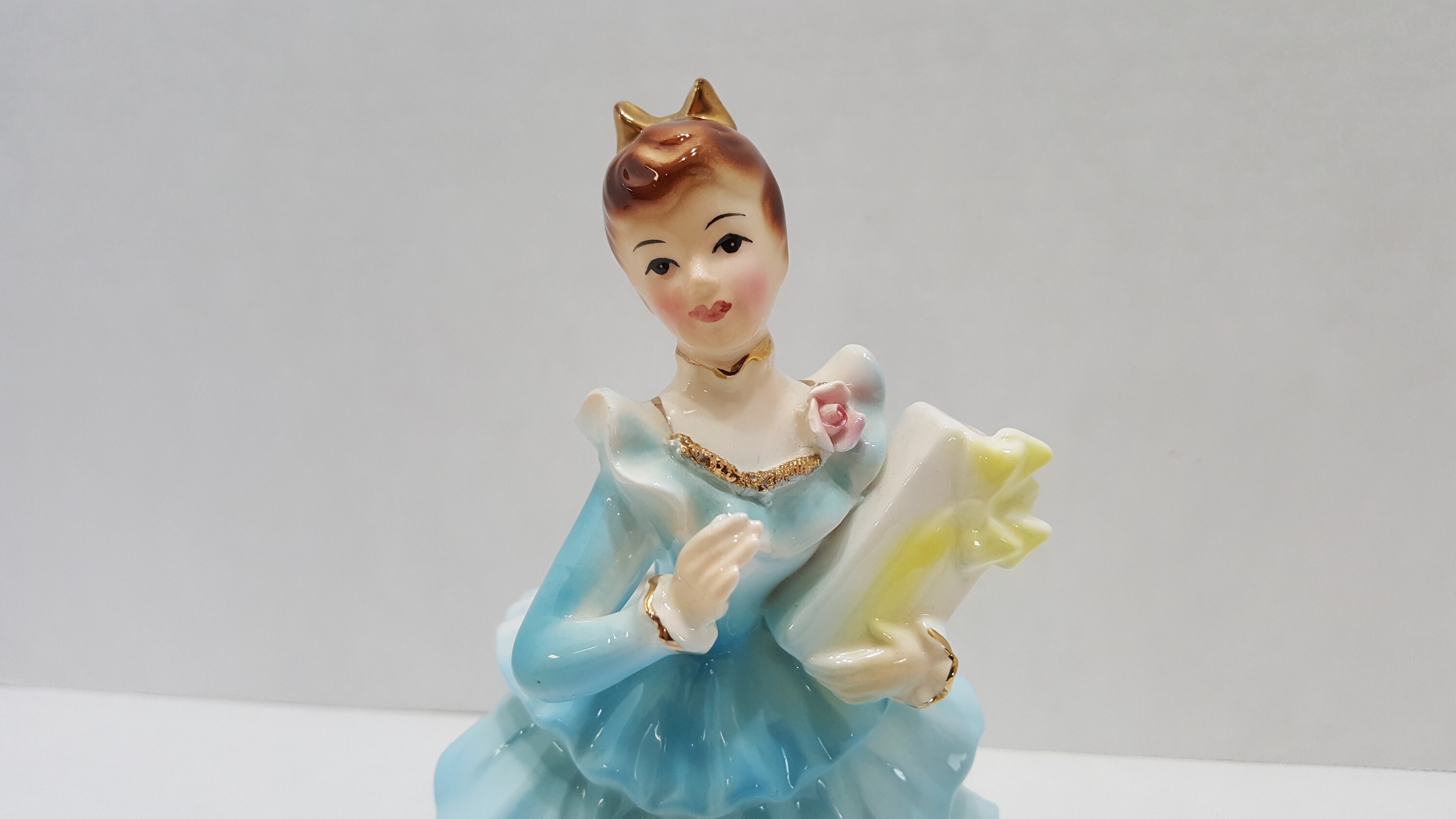 Vintage Victorian Lady in Blue Dress Ceramic Planter Figurine Etsy