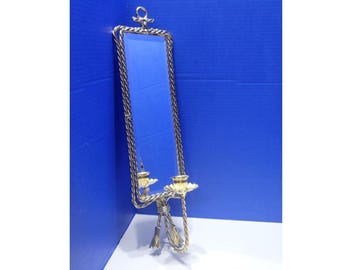 Vintage Gold Rope Tassel Mirror with Taper Candle Holder 18 x 5