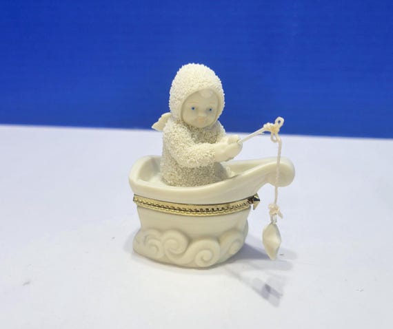Vintage Department 56 Snow Babies Rock-A-Bye-Baby Hinged Trinket Box