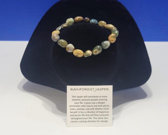 Vintage Rainforest Jasper Stone Beaded Bracelet for Joy