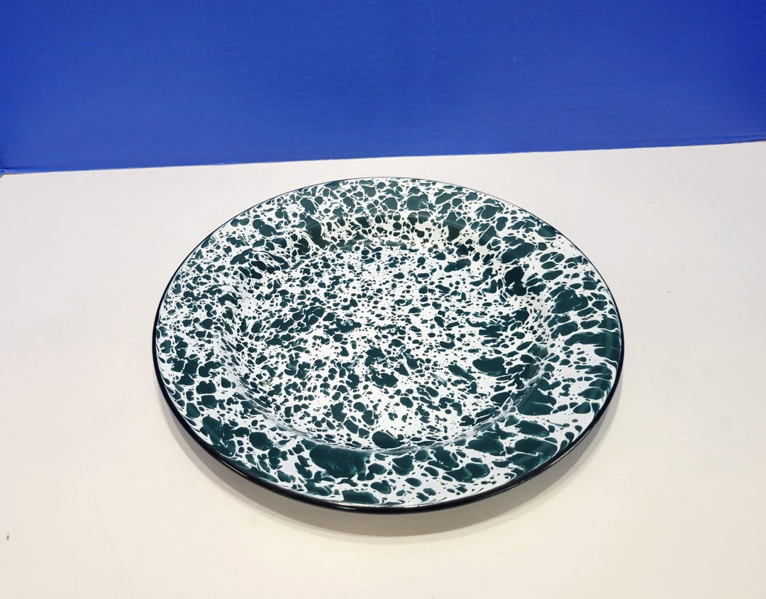 Splatter Plates Vintage Green and White Splatter Enamelware Plate - Etsy