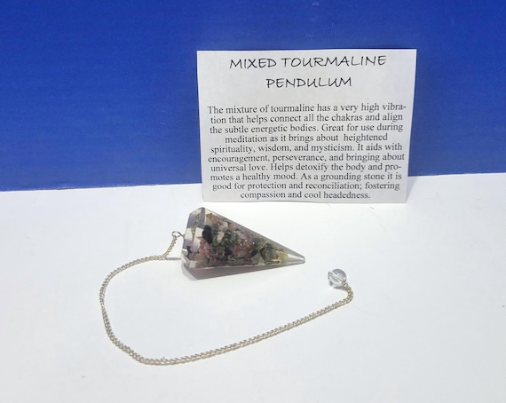 Vintage Mixed Tourmaline Pendulum for Dowsing