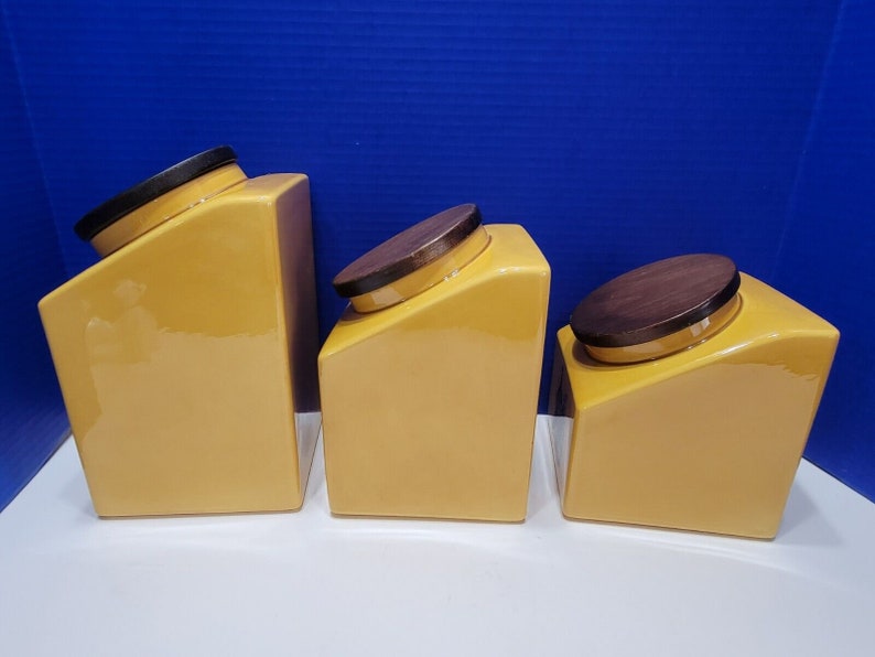 Vintage Myalyn Canisters Mustard Yellow Set of 3 Etsy