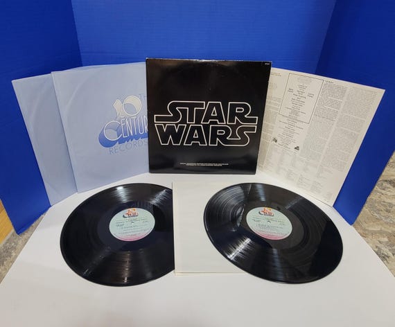 1977 Vintage Black Star Wars LP Vinyl Soundtrack Album with Poster