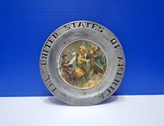 1976 United States of America Bicentennial Pewter Plate George Washington