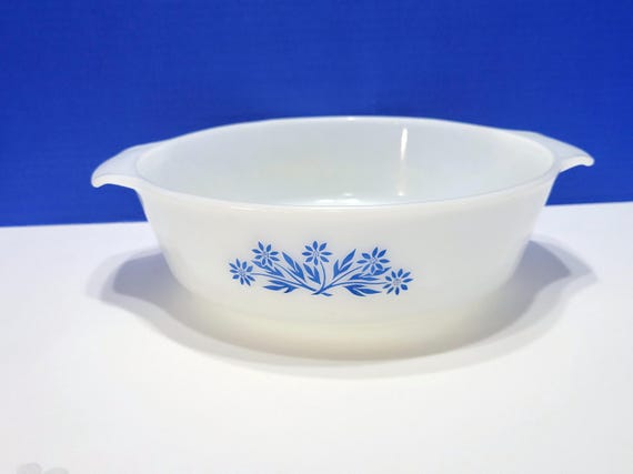 Vintage Fire King Blue Cornflower 2 Quart Casserole Dish