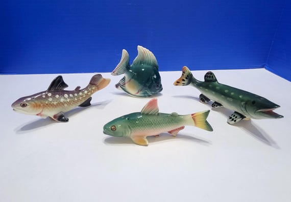Vintage Fish Ceramic Salt and Pepper Shakers Lot of 4