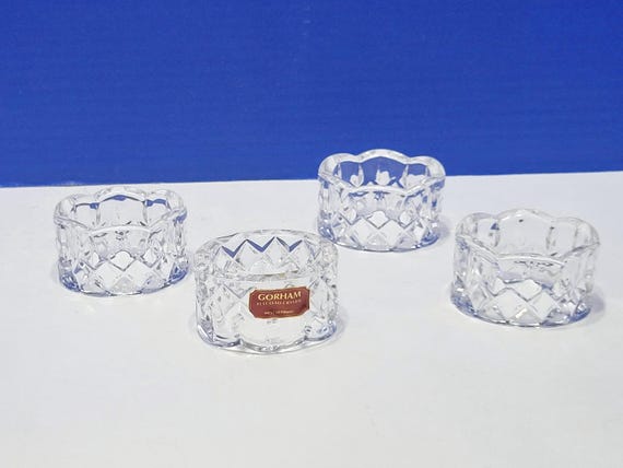 Vintage Gorham Full Lead Crystal Napkin Rings Set of 4