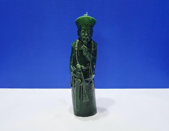 Vintage Asian Mud Man Slender Green Candle