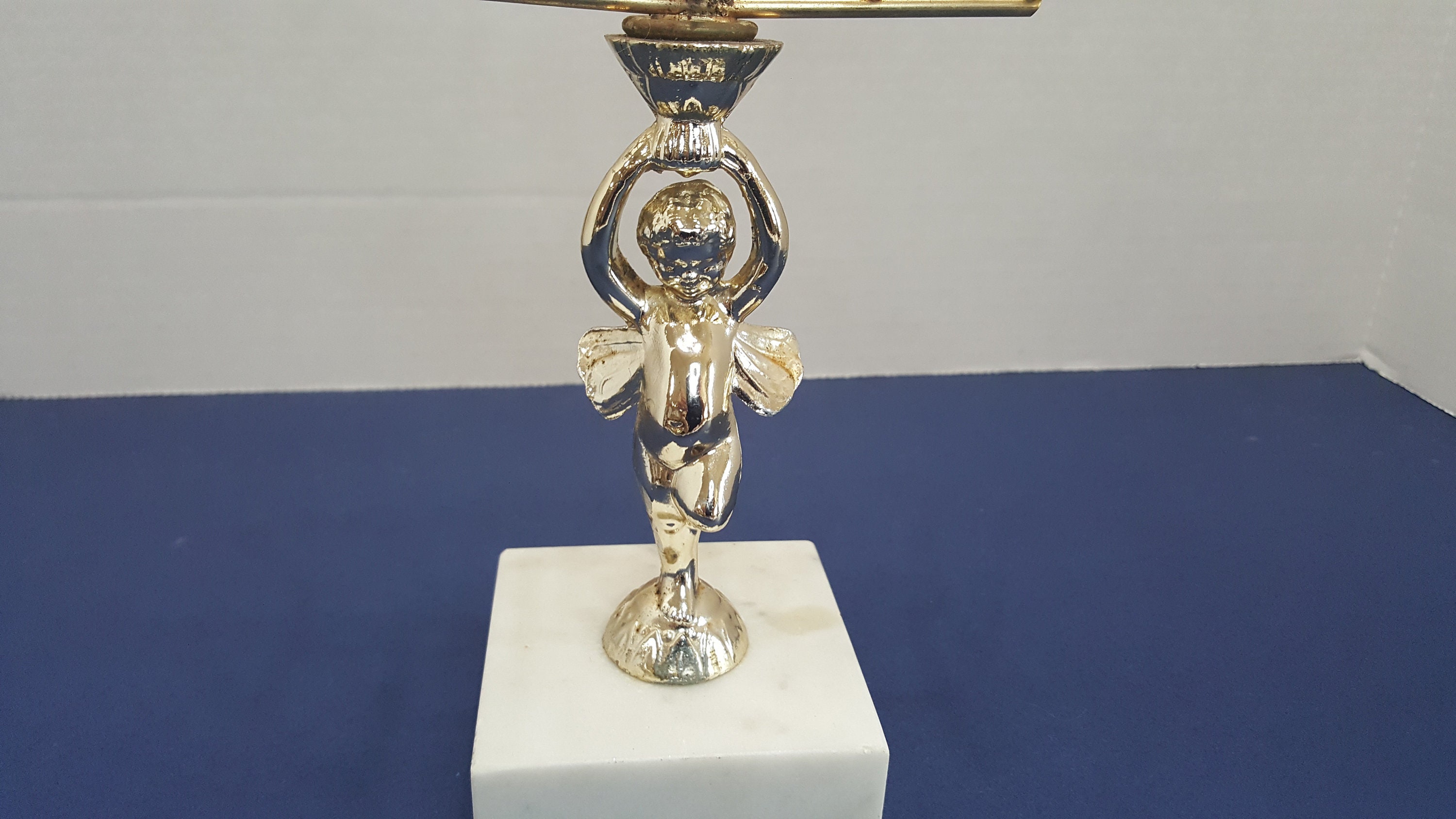 Vintage Gold Brass Cherub Towel Holder with Marble Base Etsy