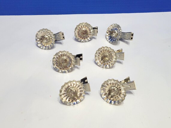 Vintage Silver Metal Christmas Tree Candle Clip Holders Set of 7