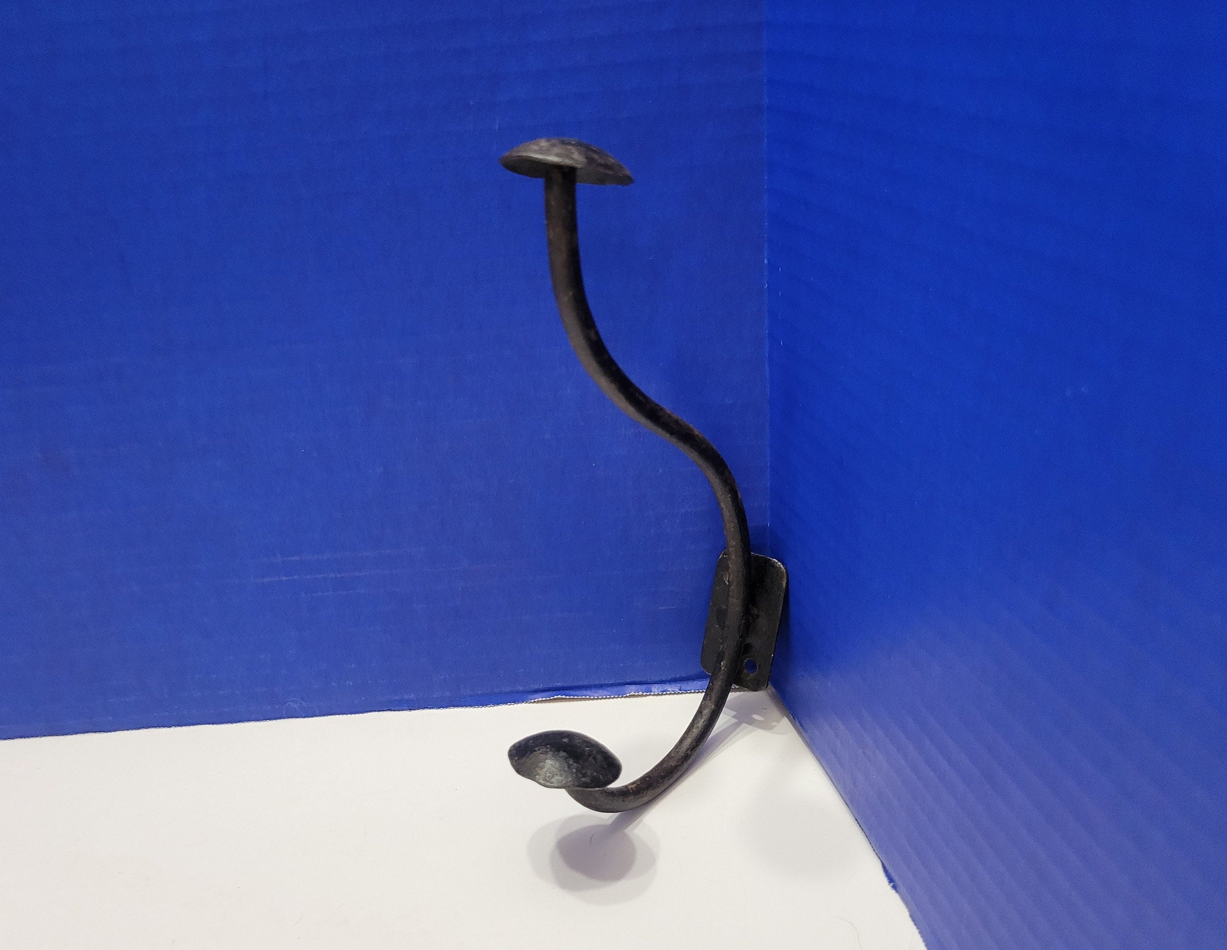 Vintage Black Metal Hat Hook Wall Mount 