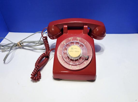 Vintage AT&T Western Electric Red Rotary Telephone