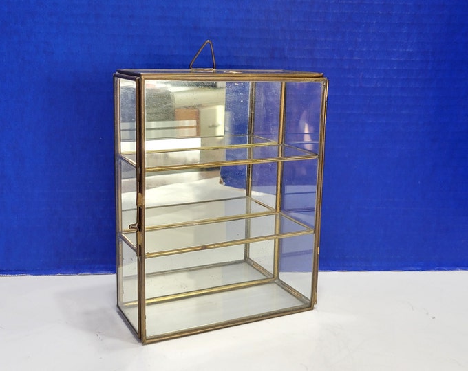 Vintage Glass Display Case Gold Three Tier Shelf Etsy