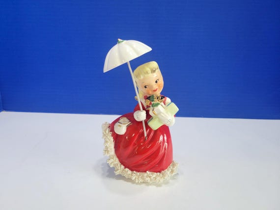Vintage Napco Bloomer Girl Christmas Shopper Figurine