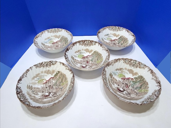 5 Vintage Heritage Hall French Provincial Large Bowls English Ironstone