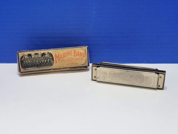 Vintage M. Hohner Marine Band Harmonica Key of G in Original Box