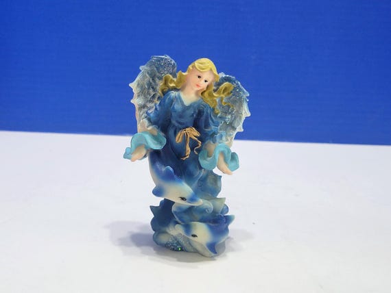 Vintage Angel of the Sea Resin Dolphin Figurine