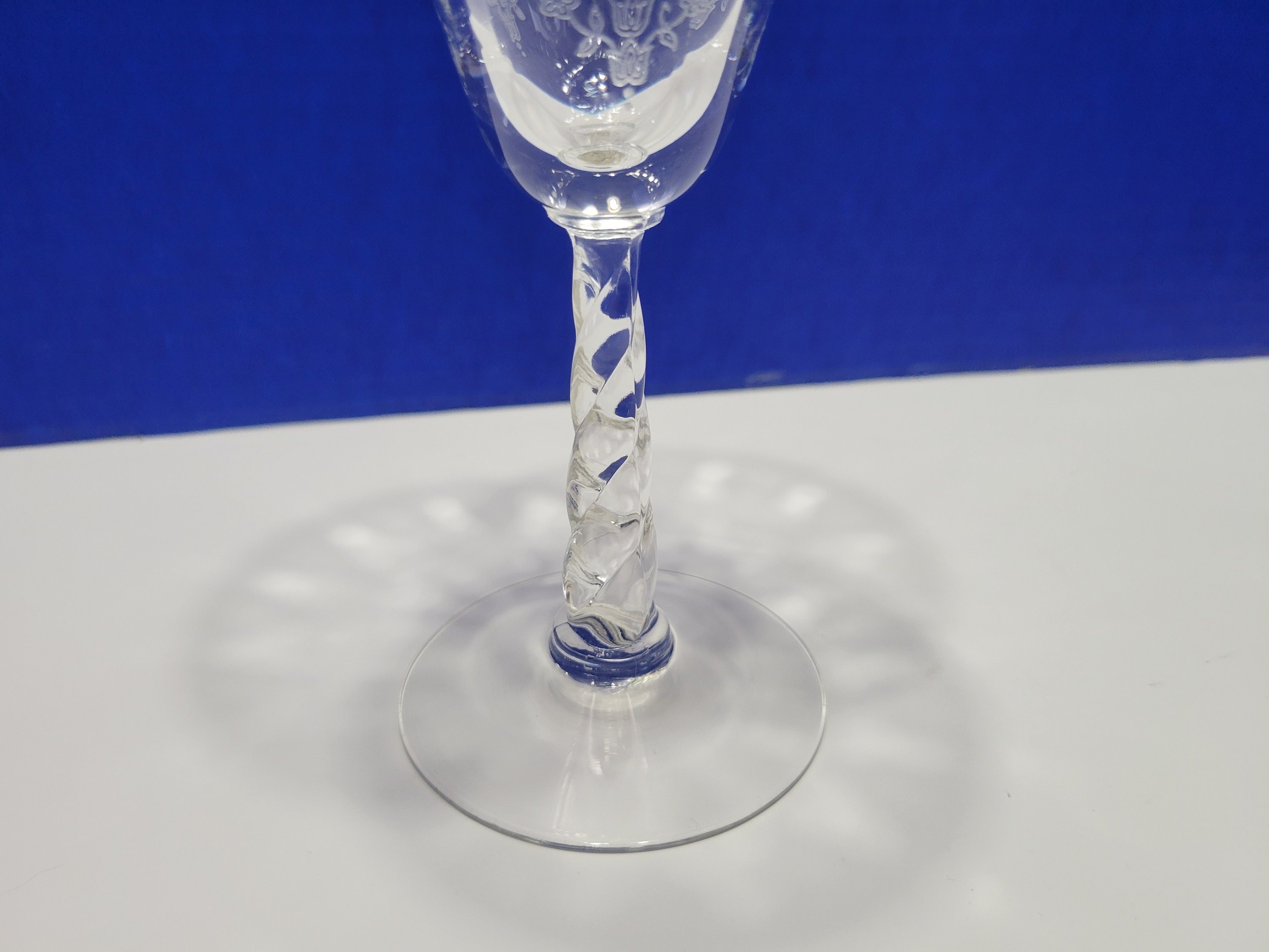 Vintage Fostoria Fluted Wine Glasses Mayflower Etched Floral Set of 3