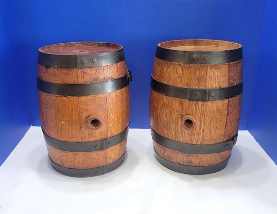 Pair Vintage Small Wood Beer Kegs 10"