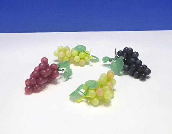 Vintage Rubber Grapes Miniature Bunches Set of 4