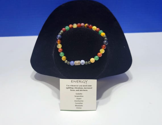 Vintage Multicolored Stone Beaded Power Bracelet for Energy