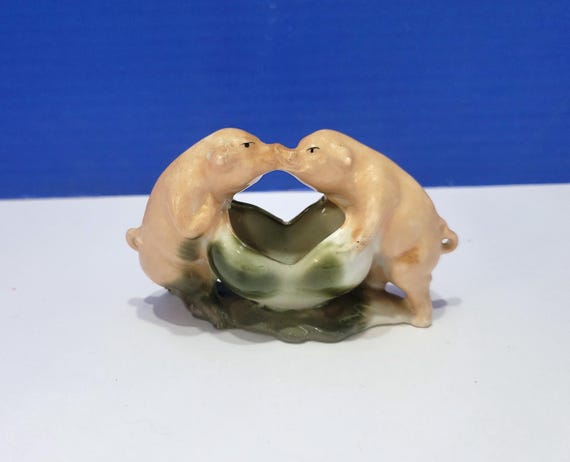 Antique Rare Pig Fairing Pigs Kissing Figurine Germany